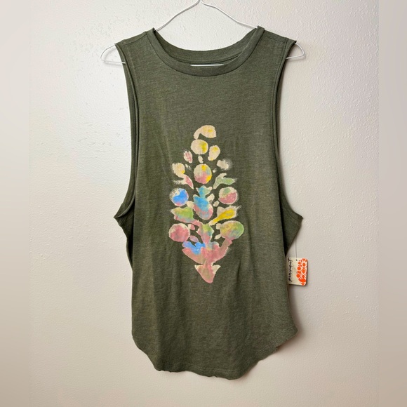 NWT Free People Tank Top Faded Away Buti High Neck in Green Size S - Picture 4 of 7